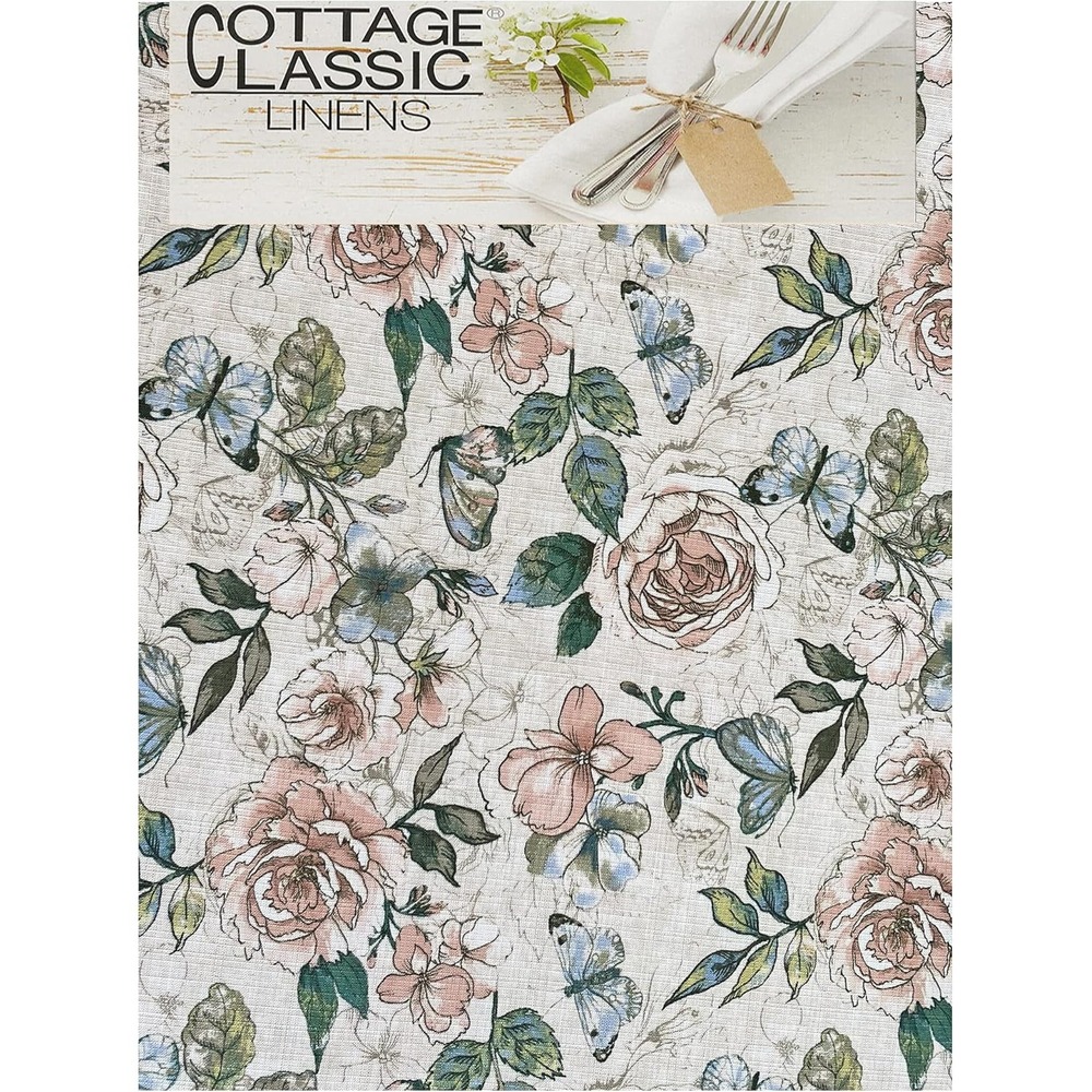 Benson Mills Tablecloth Home 60x84 Multicolor NEW Lily Floral Butterfly Spring